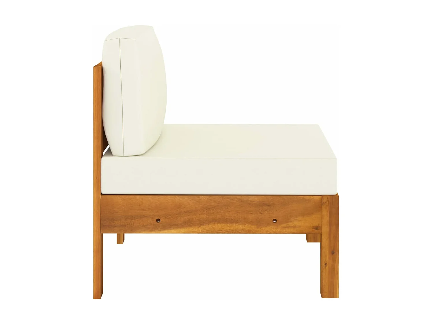 Sofá central 2 piezas cojines blanco crema madera de acacia ES431684