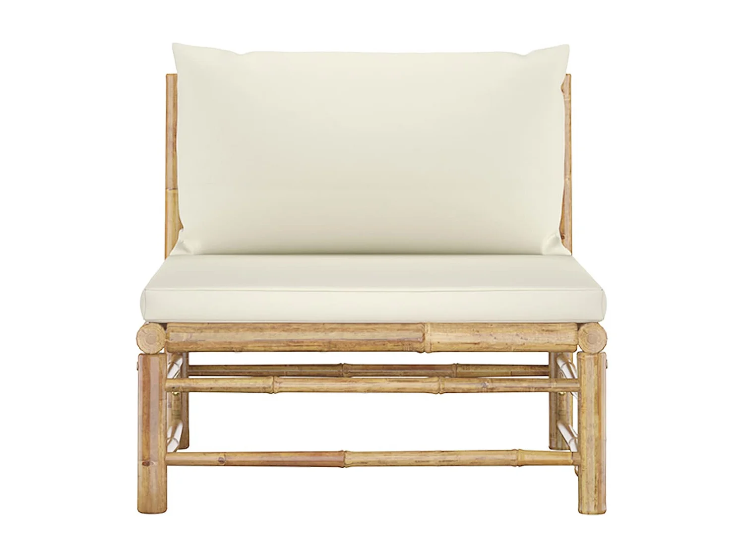 Canapé central de jardin avec coussins blanc crème Bambou FR64073