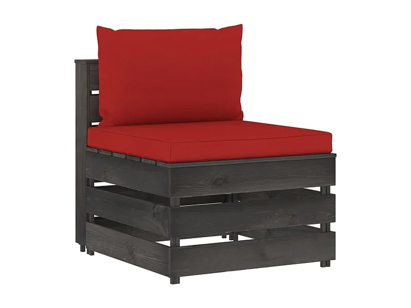 Canapé central sectionnel avec coussins Bois imprégné de gris FR65225