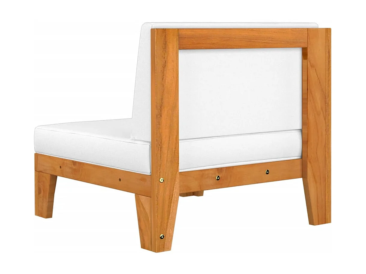 Canapé d'angle sectionnel et coussins blanc crème Bois d'acacia FR96713