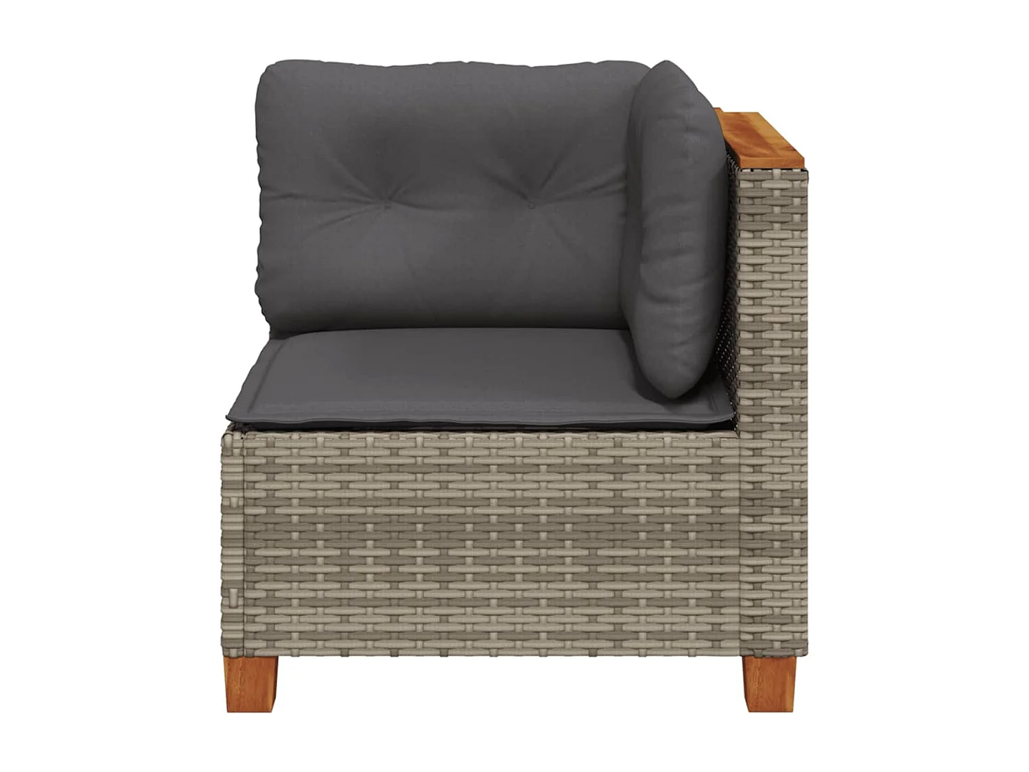 Sofá de esquina de jardín con cojines ratán sintético gris ES349727