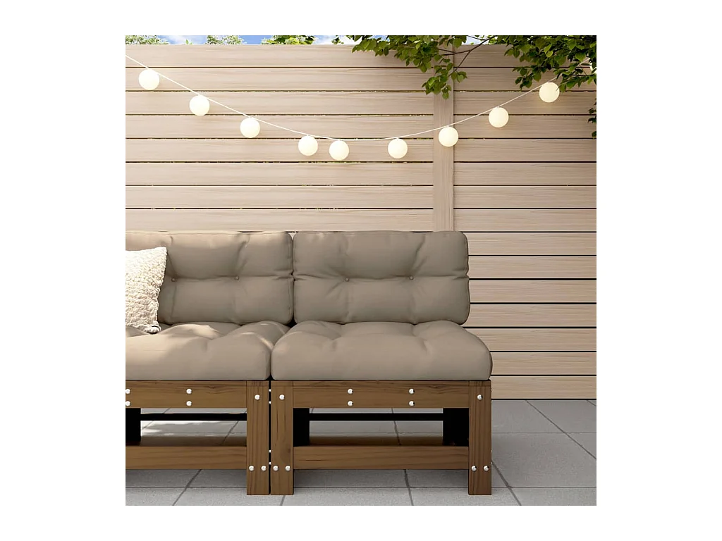 Canapé central de jardin marron miel bois de pin massif FR88950