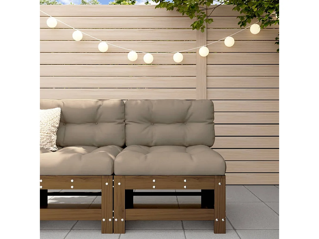 Canapé central de jardin marron miel bois de pin massif FR88950