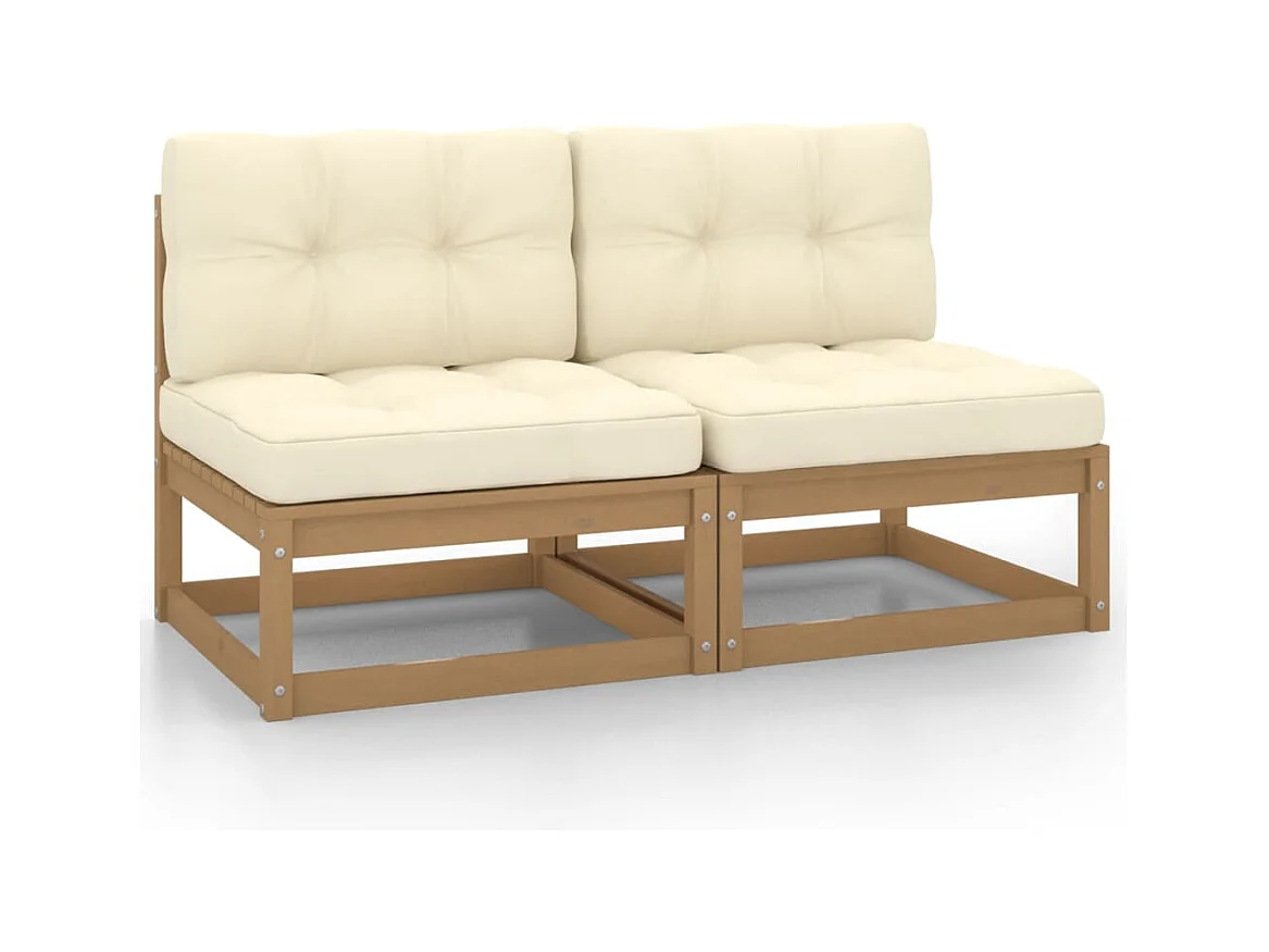 Canapés centraux de jardin avec coussins crème 2 pcs FR36336