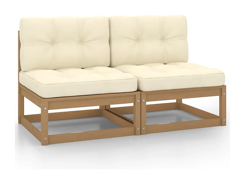 Canapés centraux de jardin avec coussins crème 2 pcs FR36336