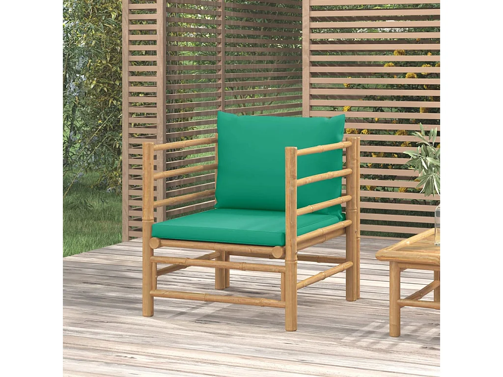 Sofá de jardín bambú con cojines verde ES554904