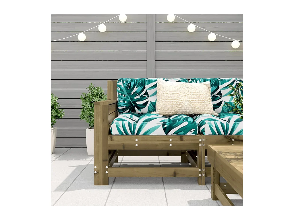 Canapé de jardin accoudoir avec coussin bois de pin imprégné FR188023