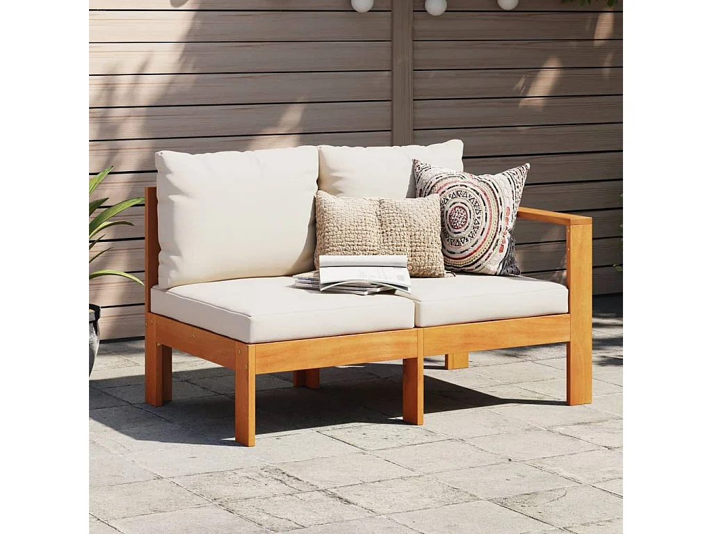 Canapé de jardin avec 1 accoudoir 2 places bois massif d'acacia FR70023