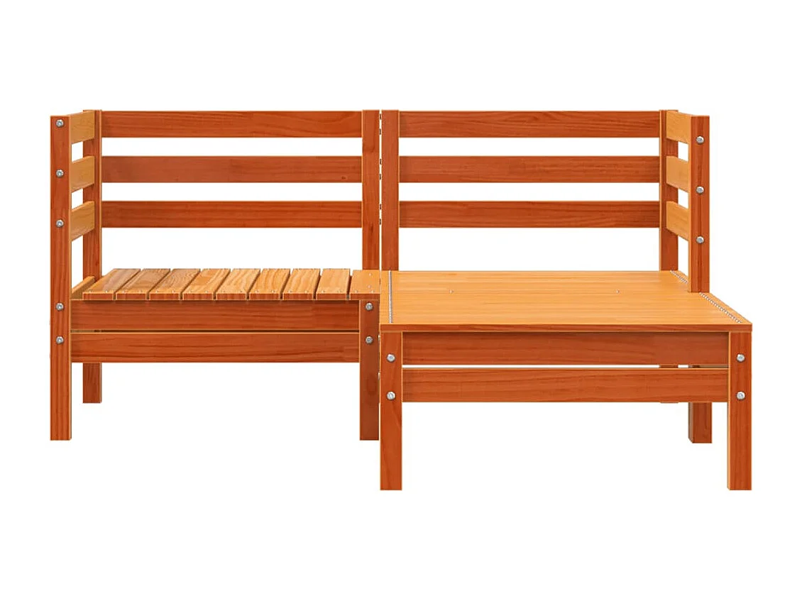 Canapé de jardin 2 places repose-pied cire marron bois massif FR50532