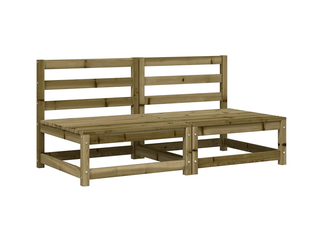 Tuinbanken 2 st zonder armleuningen met kussens grenenhout BE915934