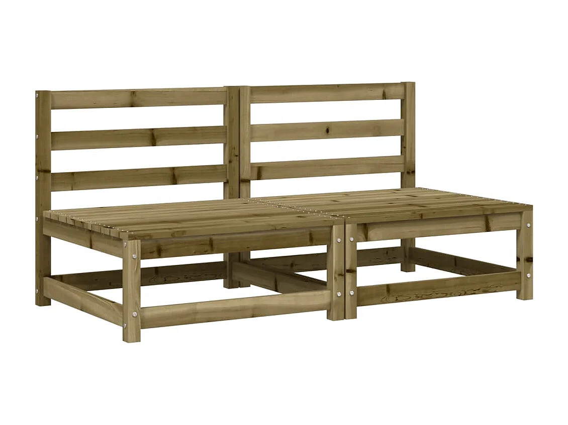 Canapés jardin sans accoudoirs coussins 2 pcs bois pin imprégné FR85304