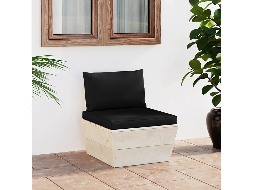 Canapé central palette de jardin avec coussins Épicéa imprégné FR72319