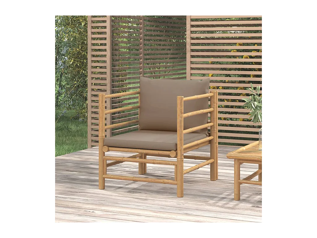 Canapé de jardin avec coussins taupe bambou FR18476