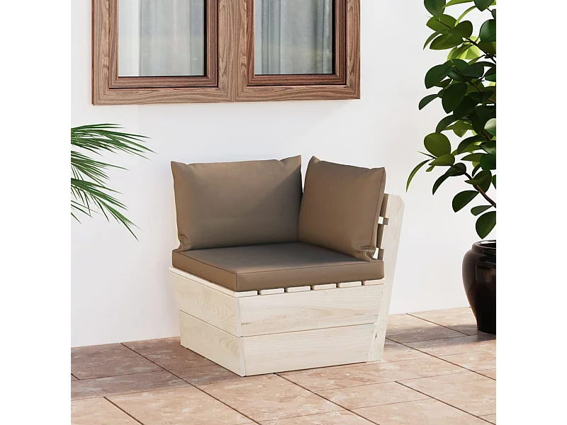 Canapé d'angle palette de jardin avec coussins Épicéa imprégné FR28966