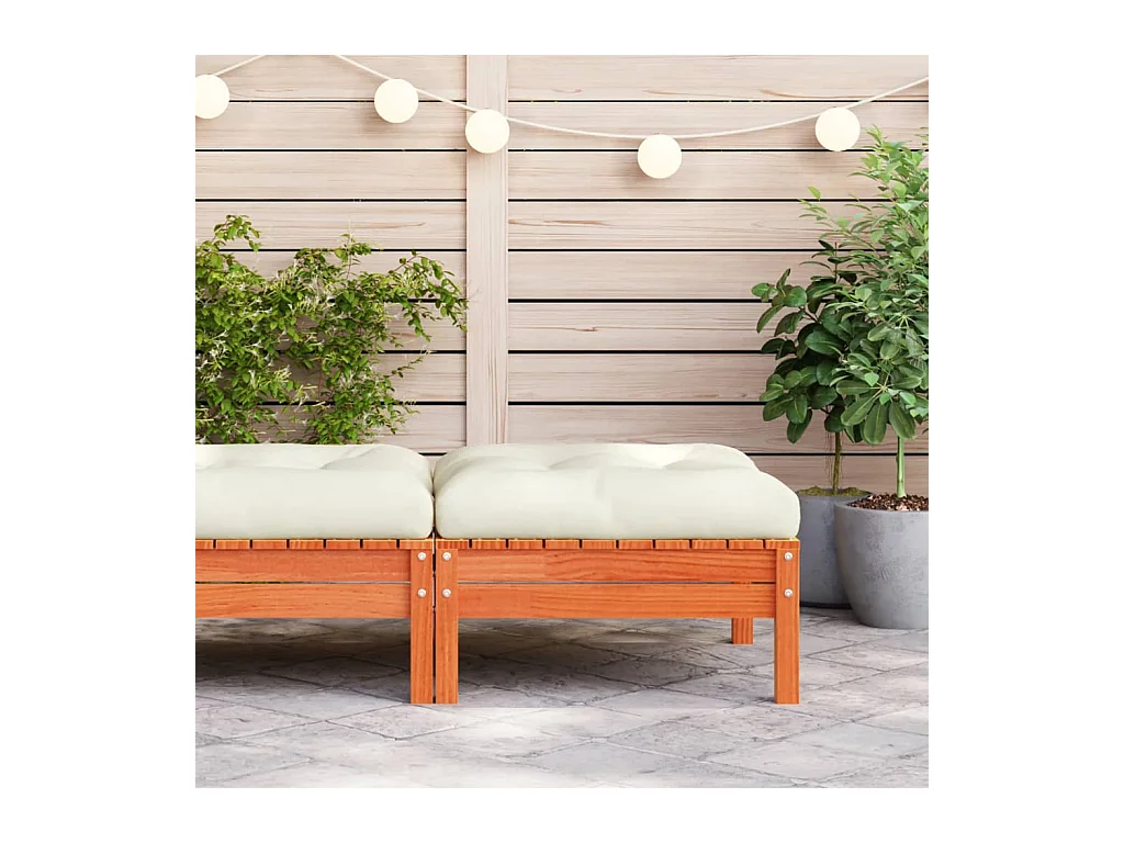 Canapé de jardin - Repose-pied de jardin avec coussin bois massif de pin FR37419