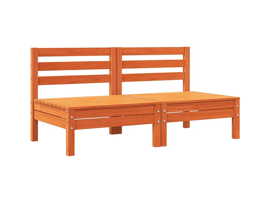 Tuinbank zonder armleuning met kussens 2 st grenenhout wasbruin BE973539