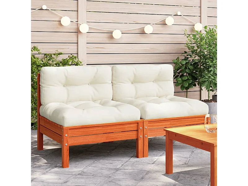 Canapé de jardin sans accoudoirs coussins 2 pcs bois massif pin FR63135