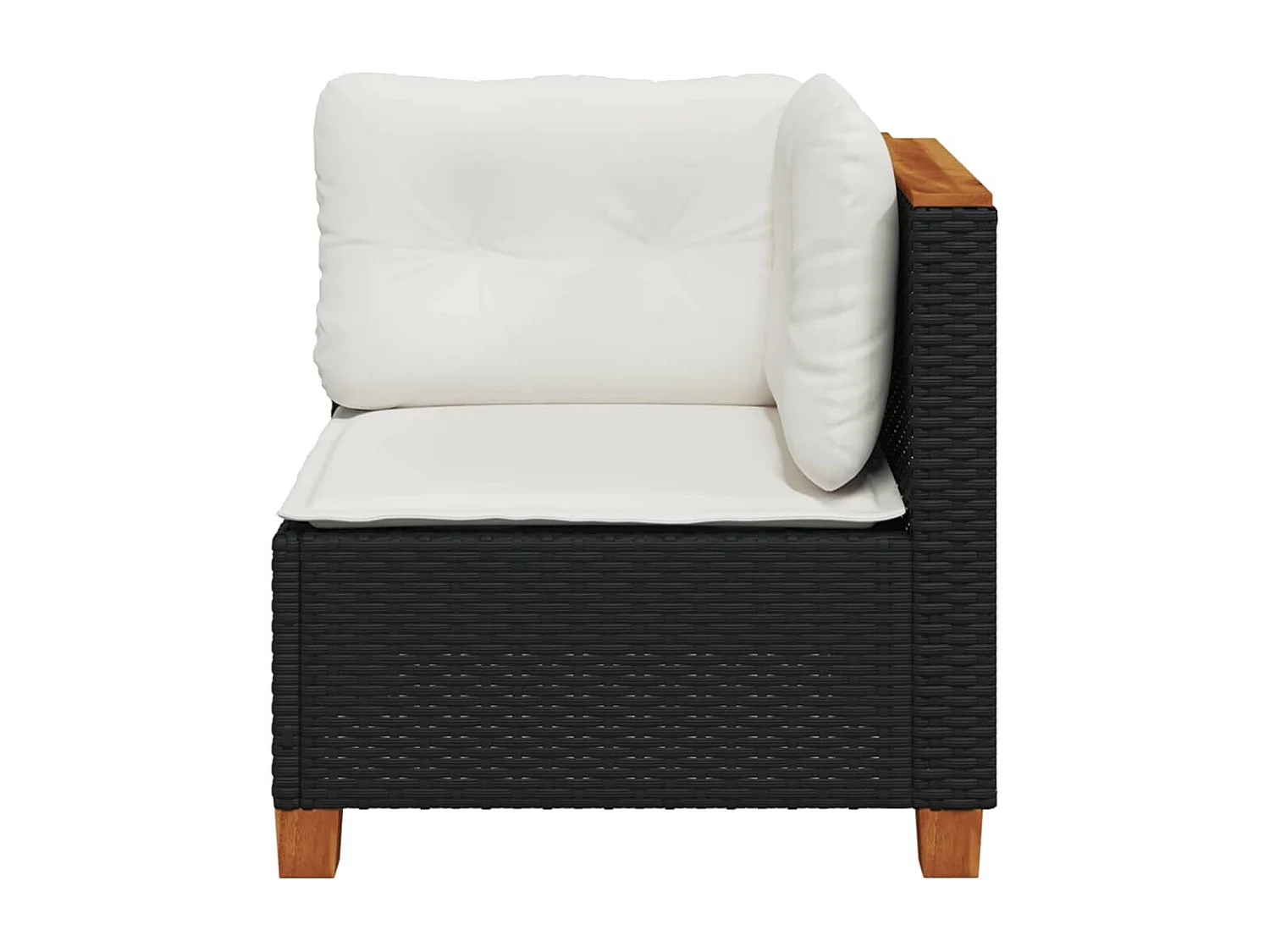 Canapé d'angle de jardin avec coussins noir résine tressée FR825706