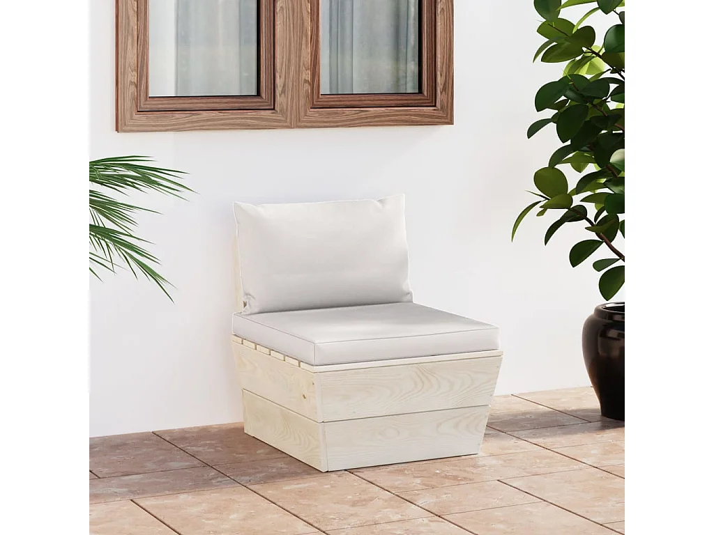 Canapé central palette de jardin avec coussins Épicéa imprégné FR20780