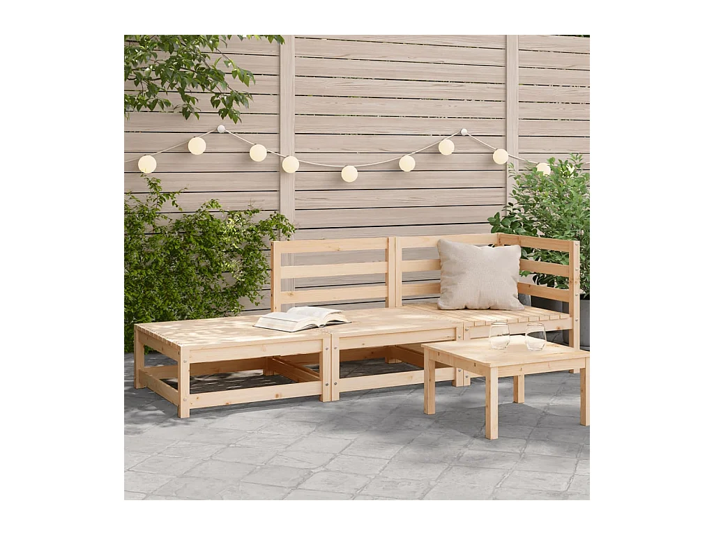 Canapé de jardin et repose-pieds 2 places bois de pin massif FR74580
