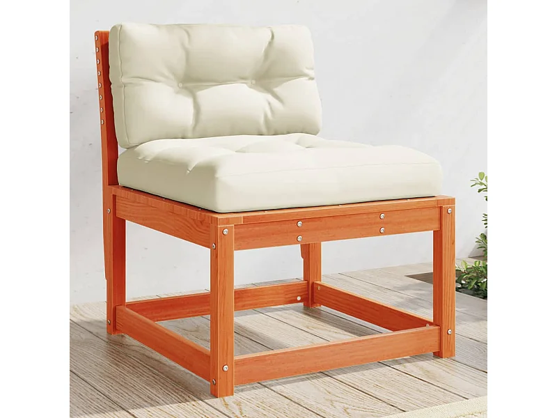 Sofá p/ jardim c/ almofadões pinho maciço castanho cera PT216409