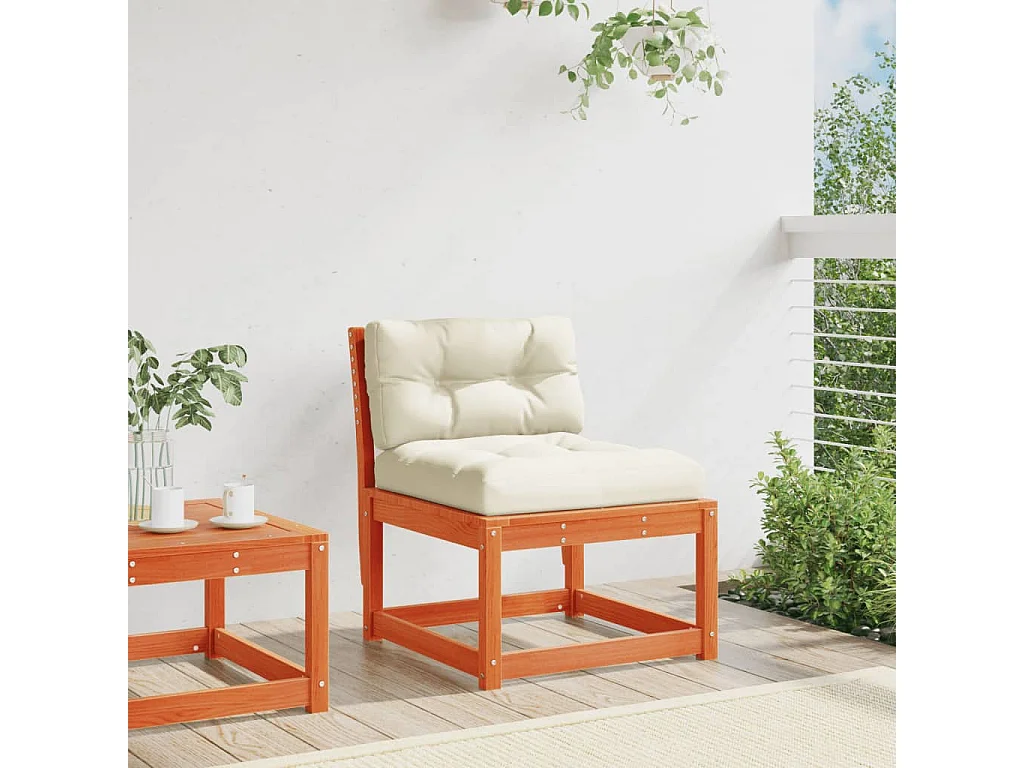 Canapé de jardin avec coussins cire marron bois pin massif FR916153