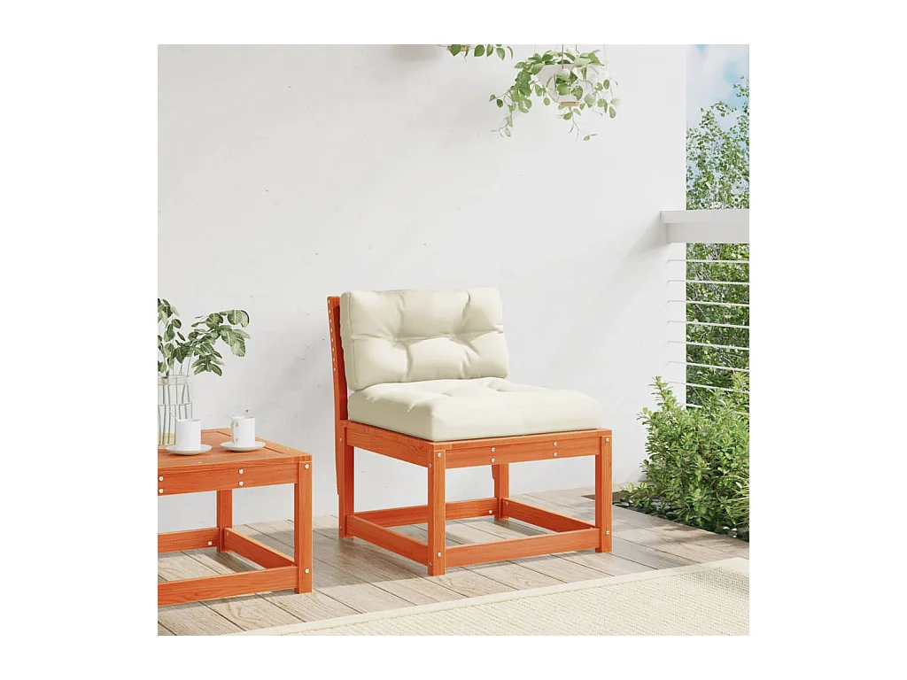 Canapé de jardin avec coussins cire marron bois pin massif FR916153