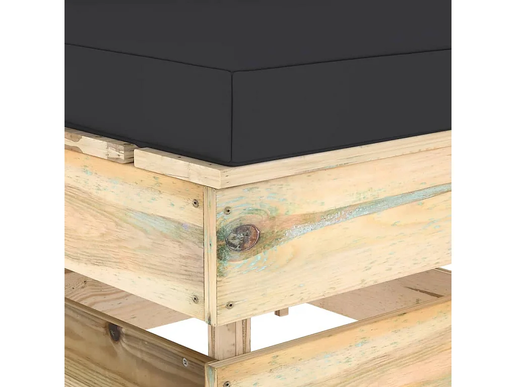 Canapé central sectionnel avec coussins Bois imprégné de vert FR99125