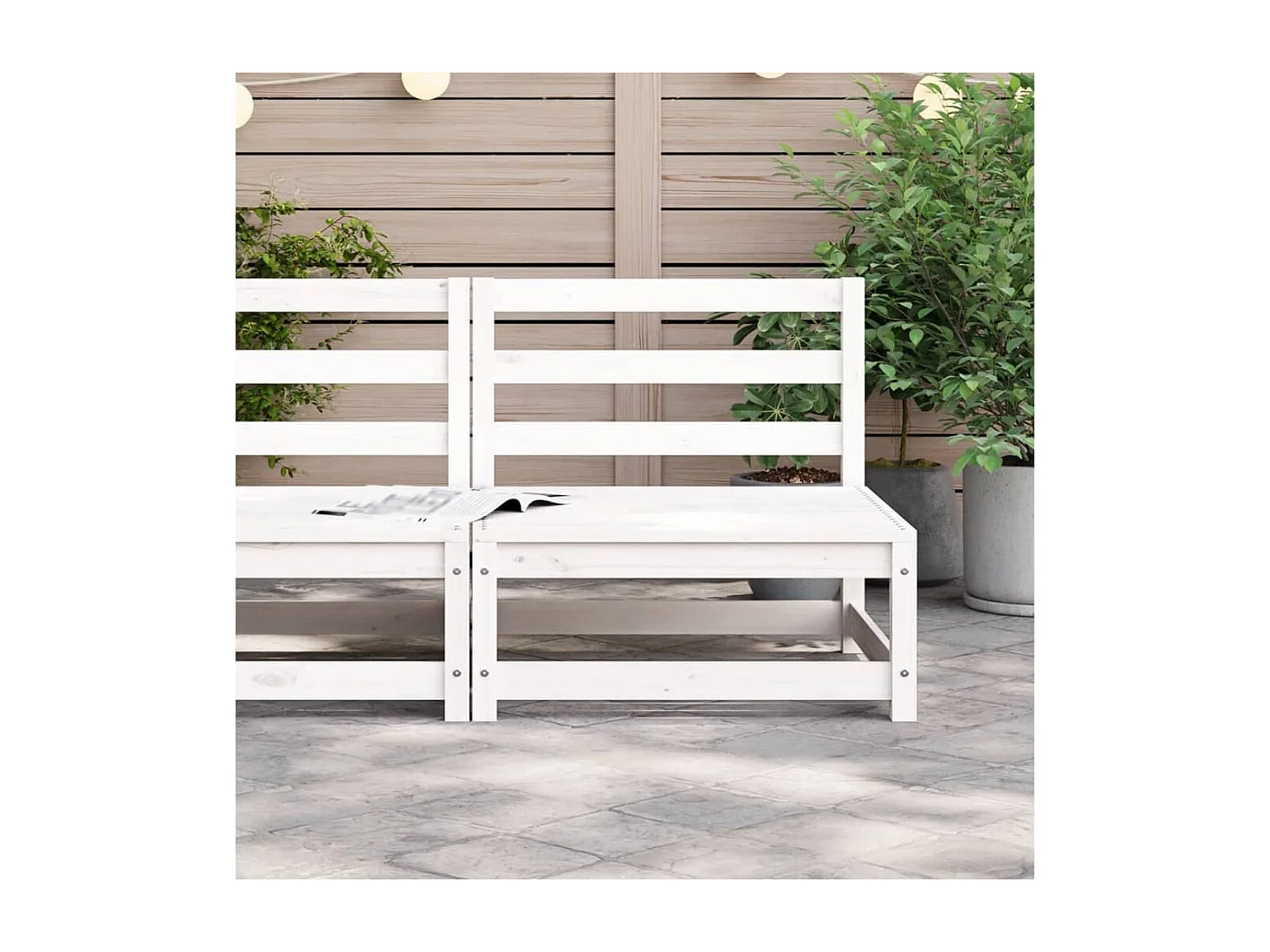 Tuinbank zonder armleuningen 70x70x67 cm massief grenenhout wit BE774099