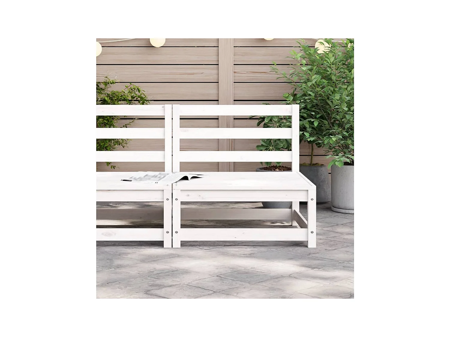 Canapé de jardin sans accoudoirs blanc bois de pin massif FR38458