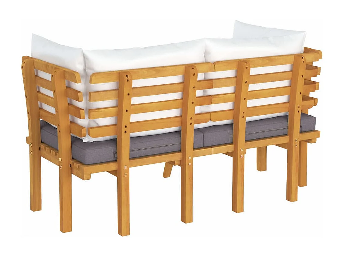 Sofá de jardín de 2 plazas con cojines madera maciza de acacia ES861241