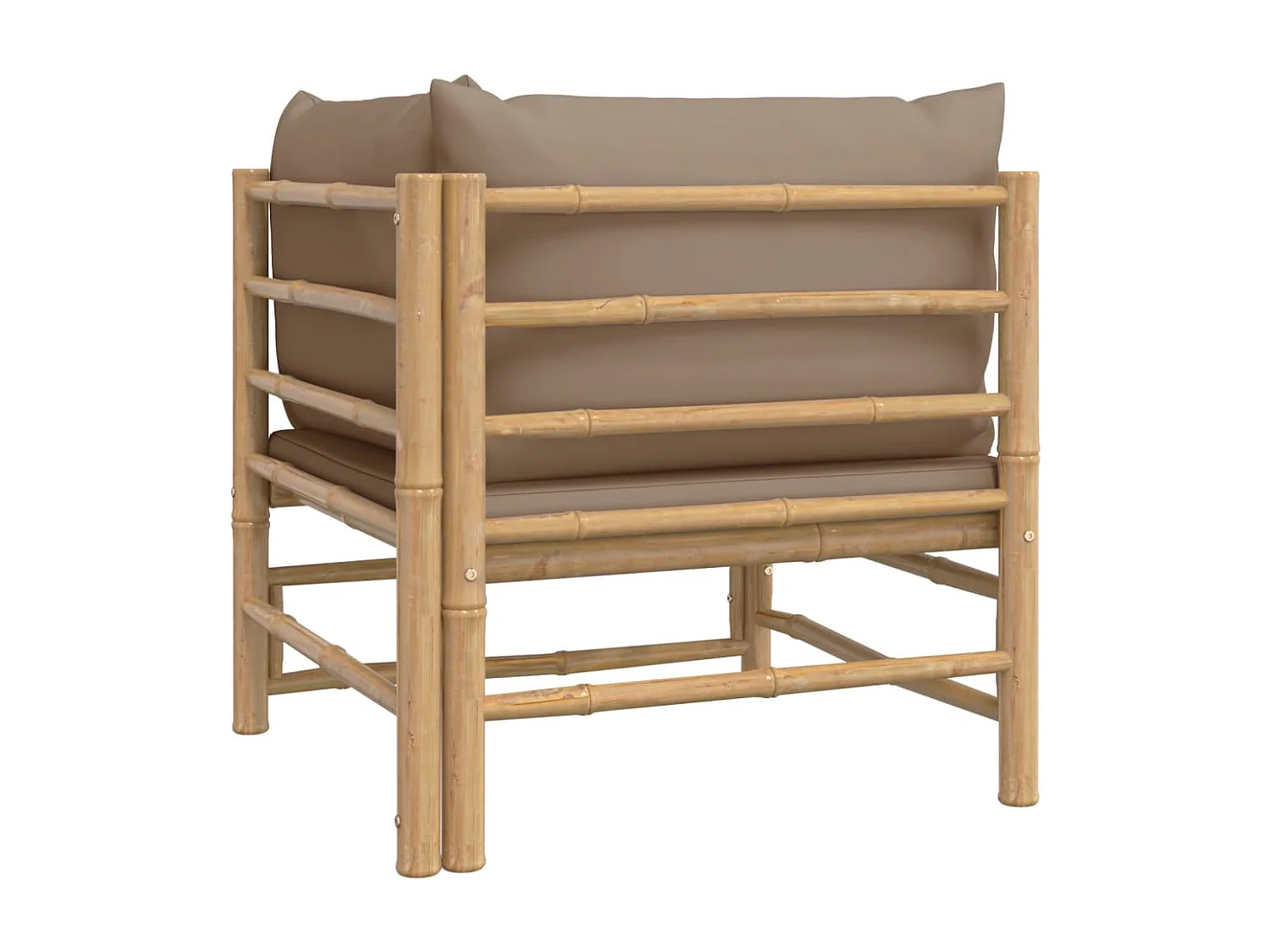 Sofá esquinero de jardín bambú con cojines gris taupe ES875471