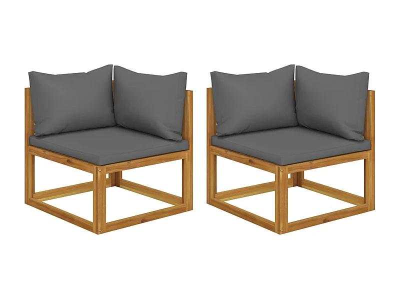 Lot de 2 Canapés d'angle sectionnels avec coussins Gris foncé FR93194