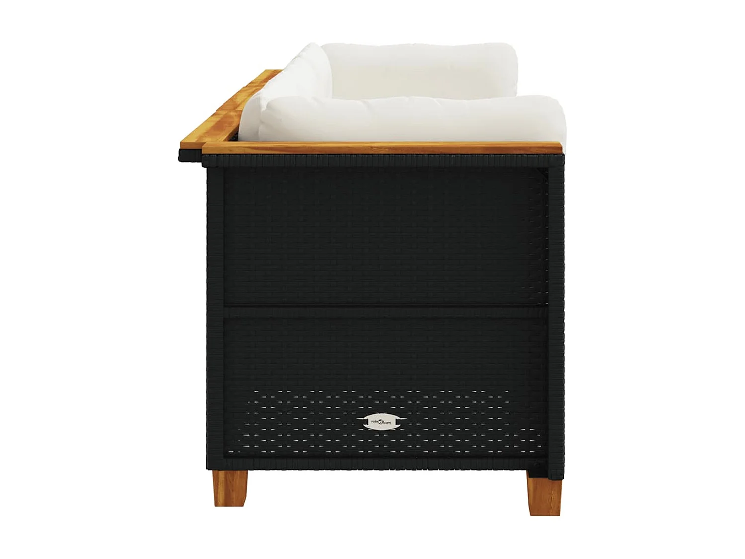 Tuinbank 3-zits met kussens poly rattan zwart BE147376