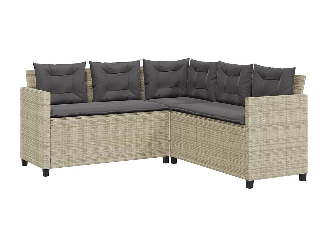 Canapé de jardin et table et coussins en forme de L gris clair FR19287