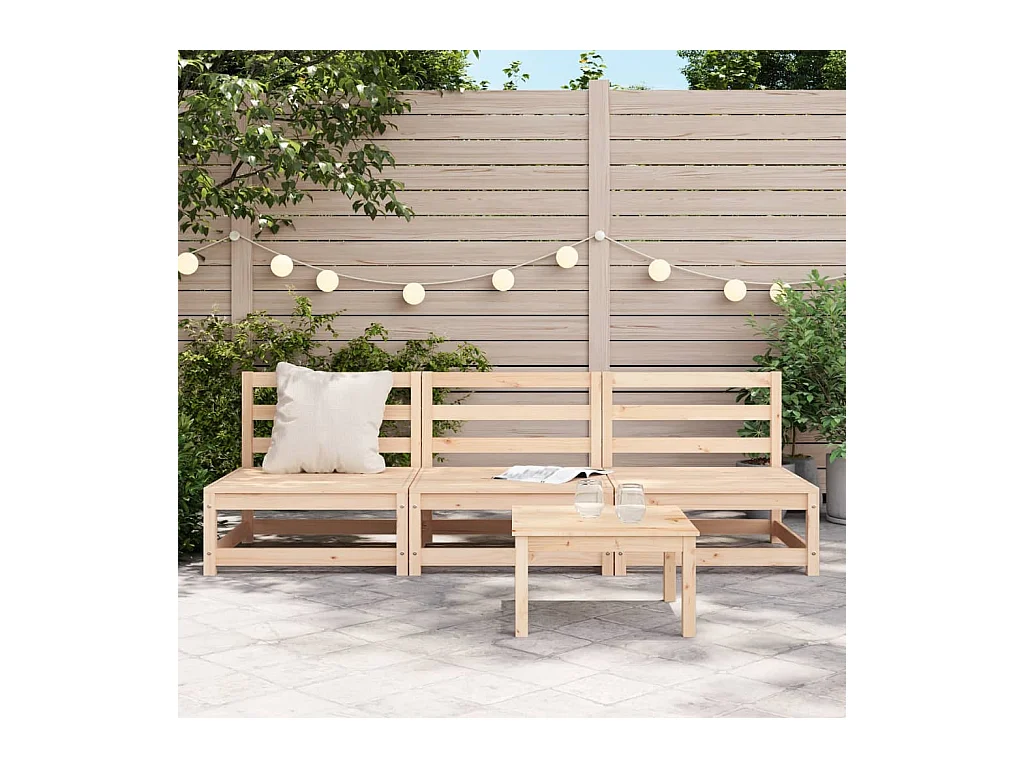 Canapés de jardin sans accoudoirs 3 pcs bois de pin massif FR77194