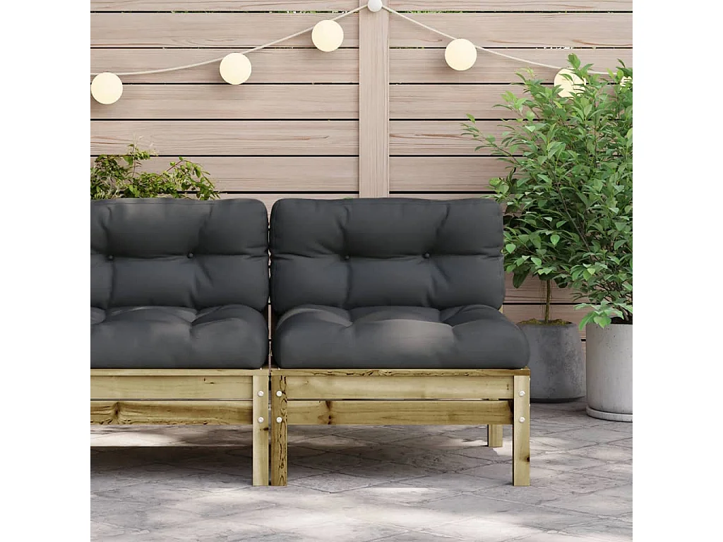 Canapé de jardin sans accoudoirs et coussins bois pin imprégné FR42212