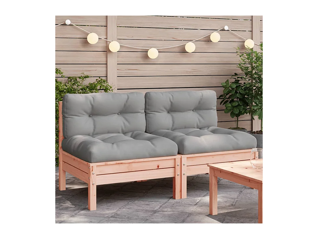 Tuinbanken 2 st zonder armleuningen met kussens douglashout BE113703