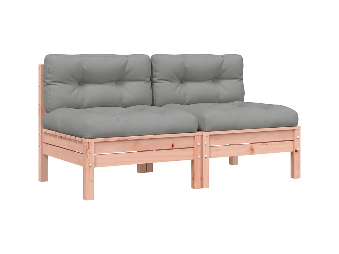 Tuinbanken 2 st zonder armleuningen met kussens douglashout BE113703