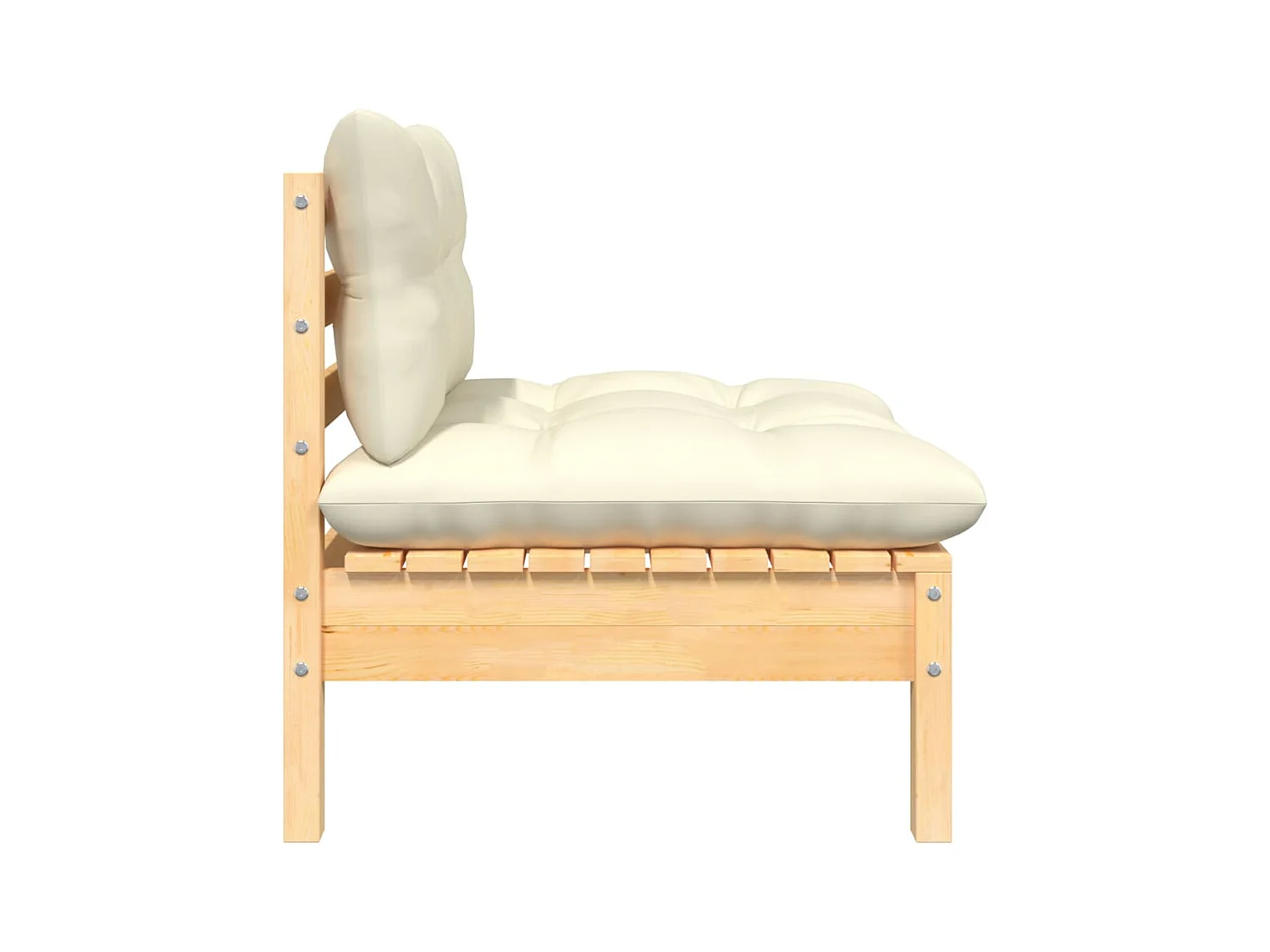 Canapé central de jardin avec coussins crème Bois de pin massif FR23687
