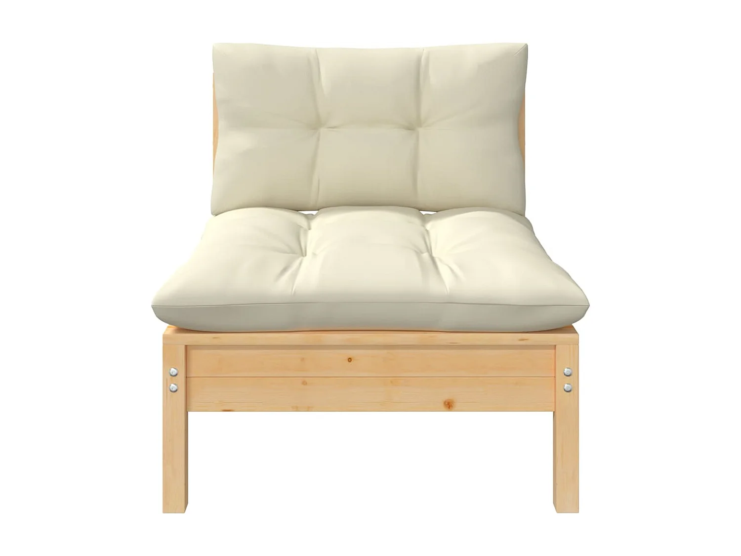 Canapé central de jardin avec coussins crème Bois de pin massif FR23687