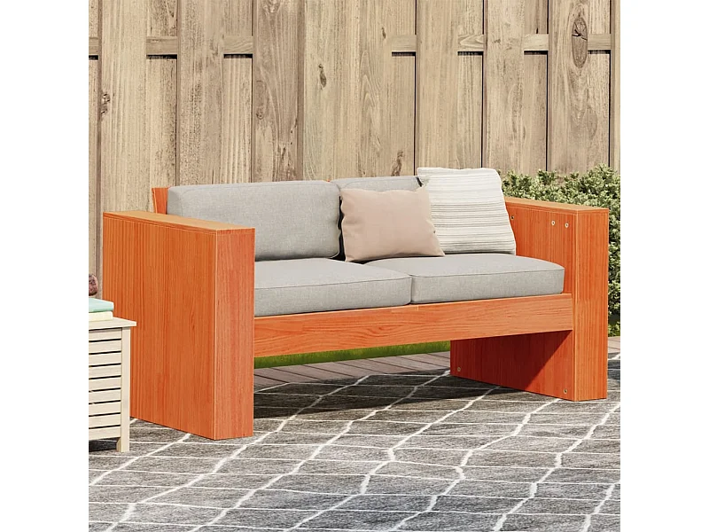 Sofá 2 lugares p/ jardim 134x60x62 cm pinho maciço castanho-mel PT590725