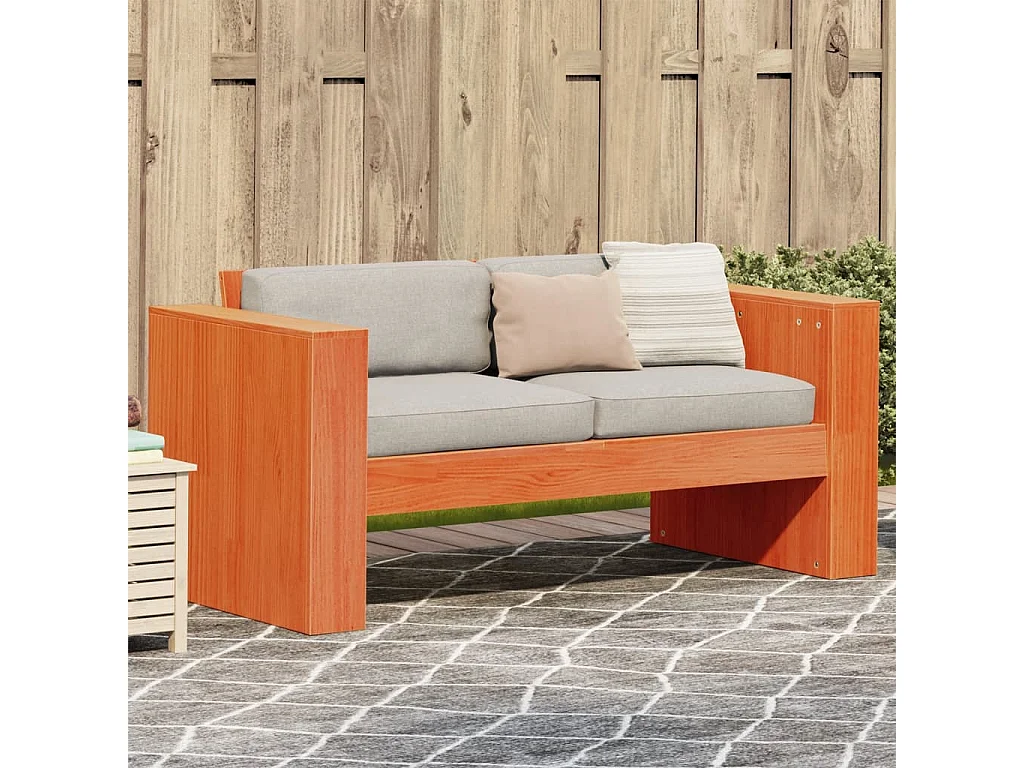 Canapé de jardin 2 places cire marron bois pin massif FR876466