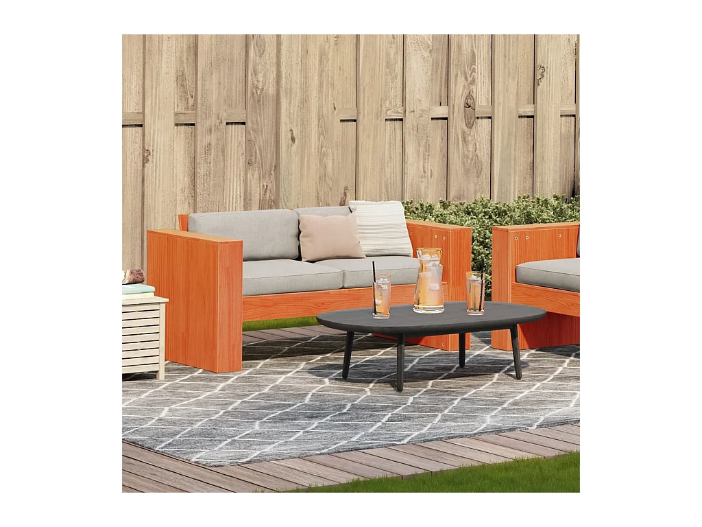 Canapé de jardin 2 places cire marron bois pin massif FR876466