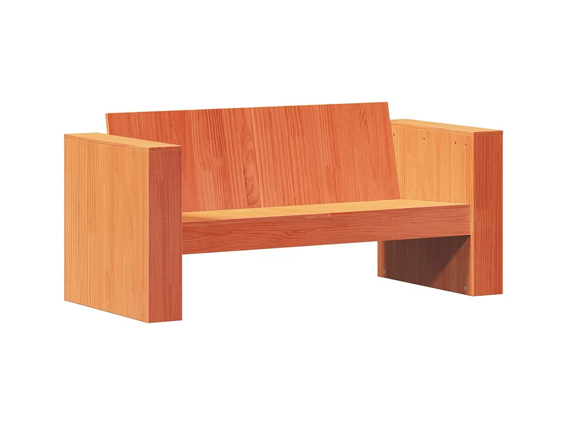 Canapé de jardin 2 places cire marron bois pin massif FR876466