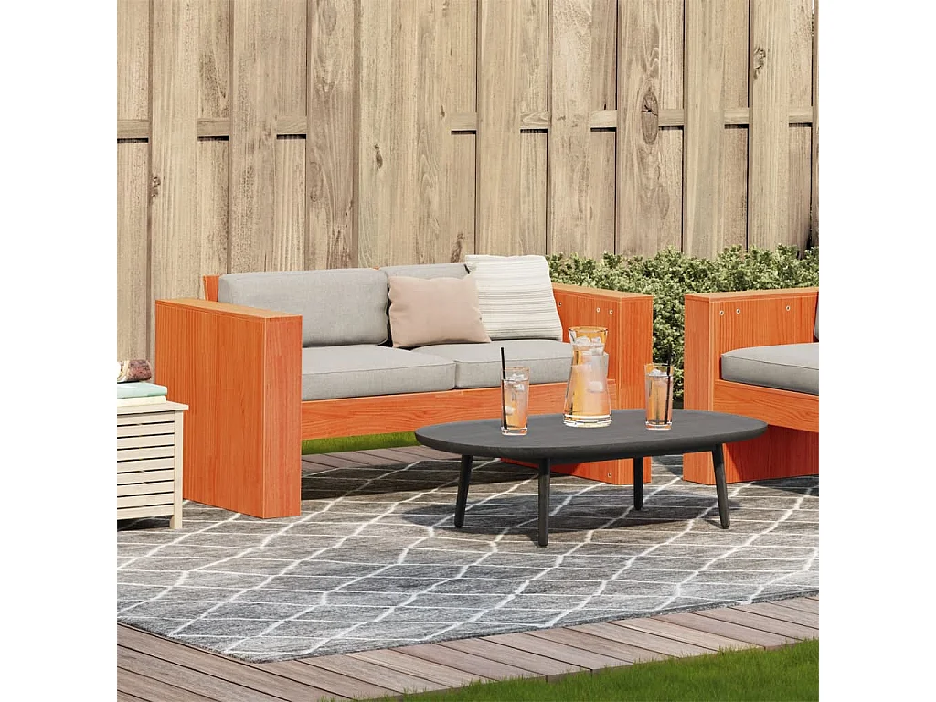 Canapé de jardin 2 places cire marron bois pin massif FR876466