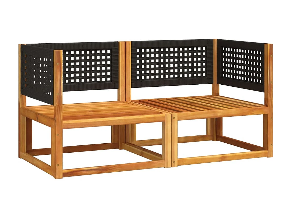 Lot de 2 Canapés d'angle de jardin et coussins bois massif d'acacia FR72553