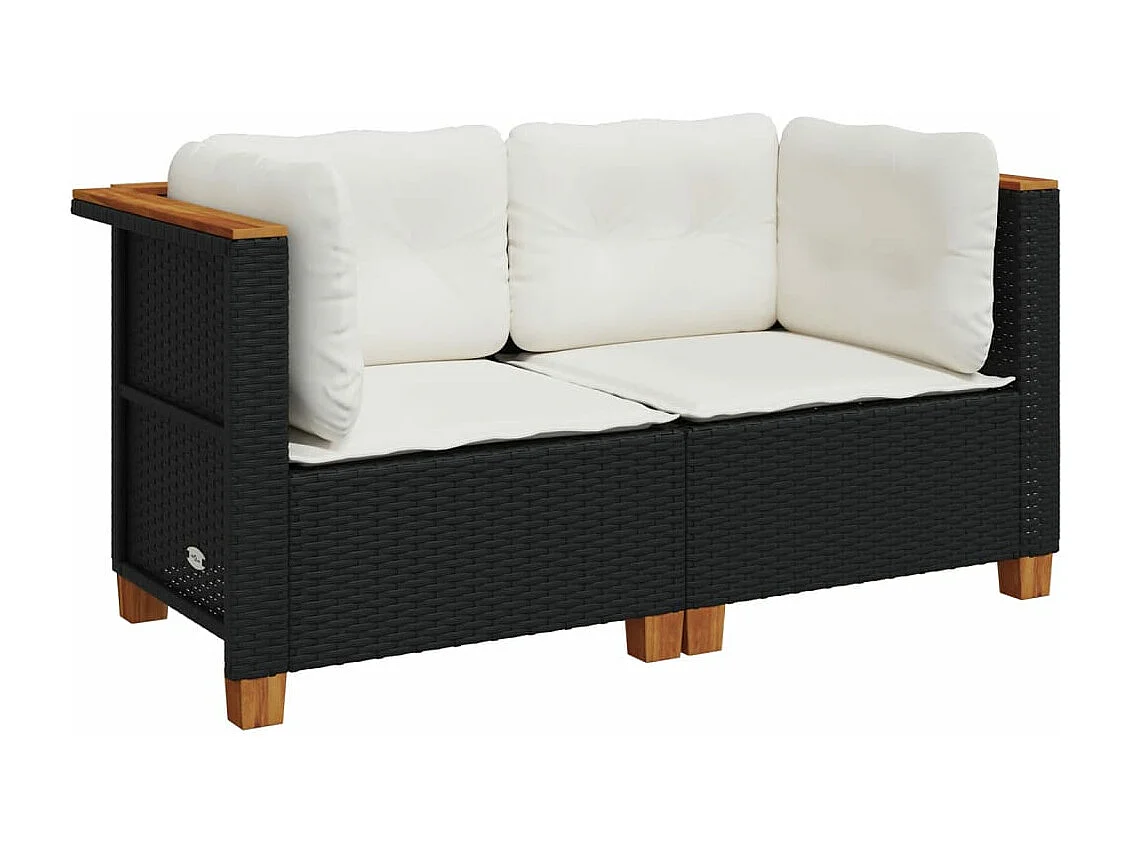 Tuinhoekbanken met kussens 2 st poly rattan zwart BE283927