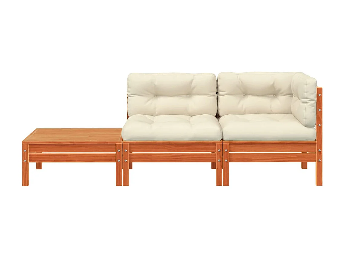 Canapé de jardin avec coussins et repose-pied bois pin massif FR40968