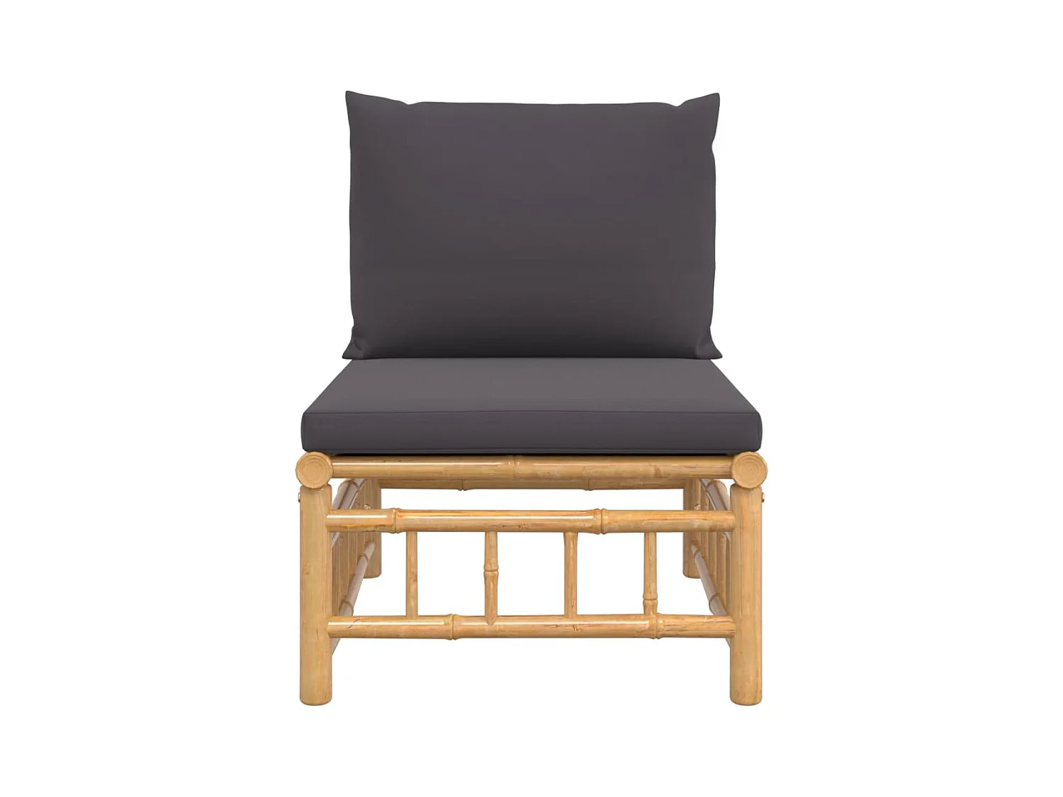 Canapé central de jardin avec coussins gris foncé bambou FR39283